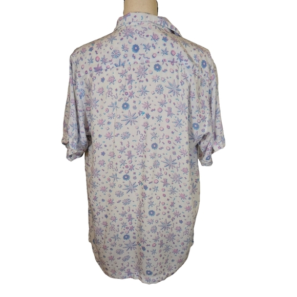 Rowdy Gentlmen Hawaiian Shirt, Blue/Pink Starfish Design,Large - Picture 5 of 11